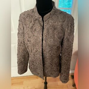 Chico’s Brown Rosette and Sequin Formal Jacket Size 8